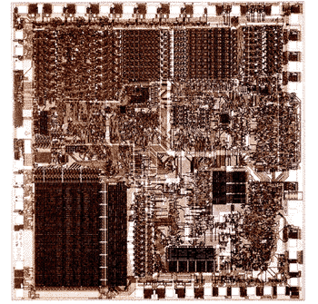 Процессор 8086 под микроскопом. Фотография с сайта Intel (www.intel.com)