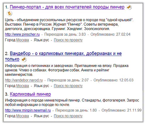 Страница Пинчеры